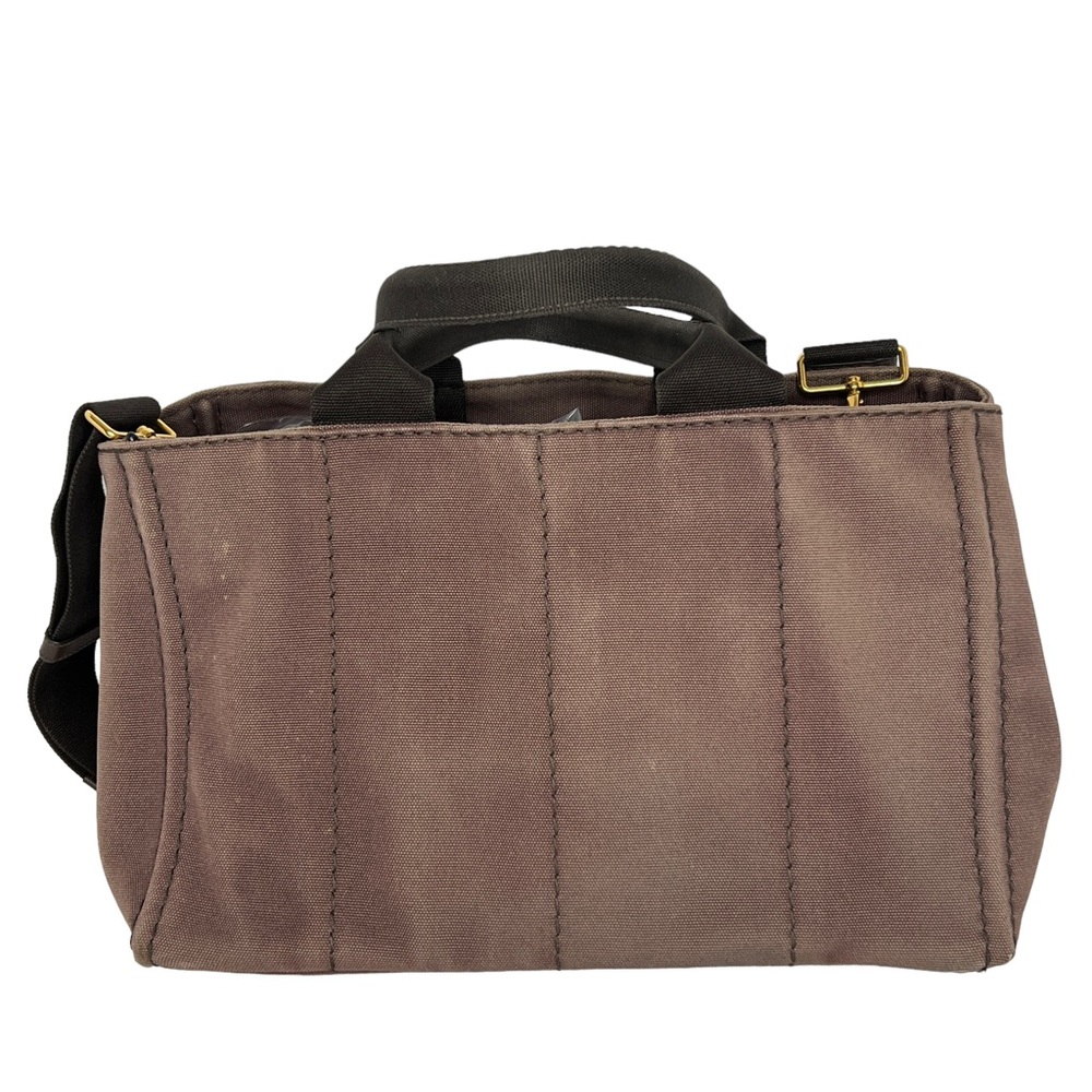 PRADA Canapa Brown Canvas Fabric Removable Crossbody Strap Tote Authentic Japan - Picture 2 of 16